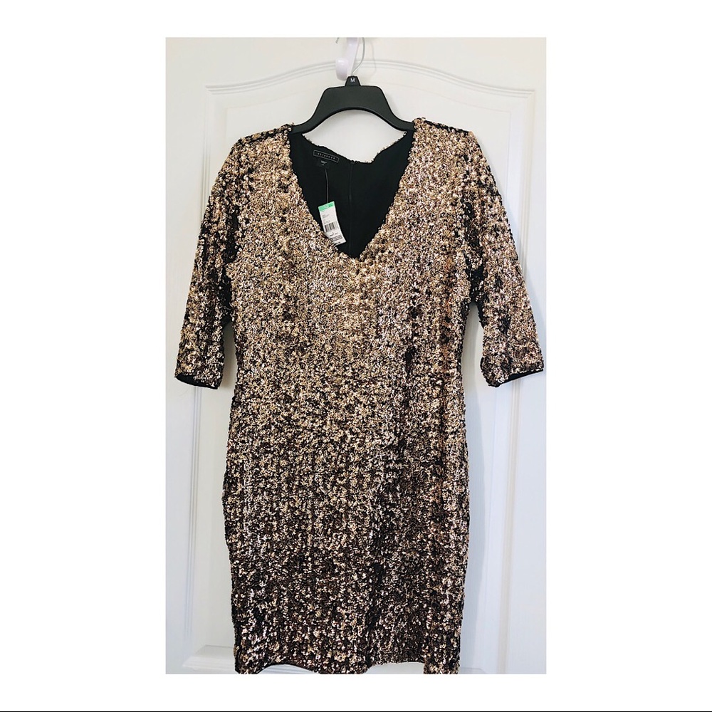 Metaphor Gold Sequin Bodycon Dress